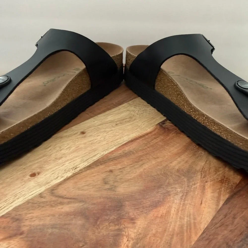 Birkenstock Papillio Gizeh‎ Platform EU 41 Mens 8 Womens 10 Vegan Black Sandals